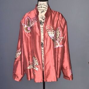 Vintage AMARJE Embroidered Women's Jacket in Pink